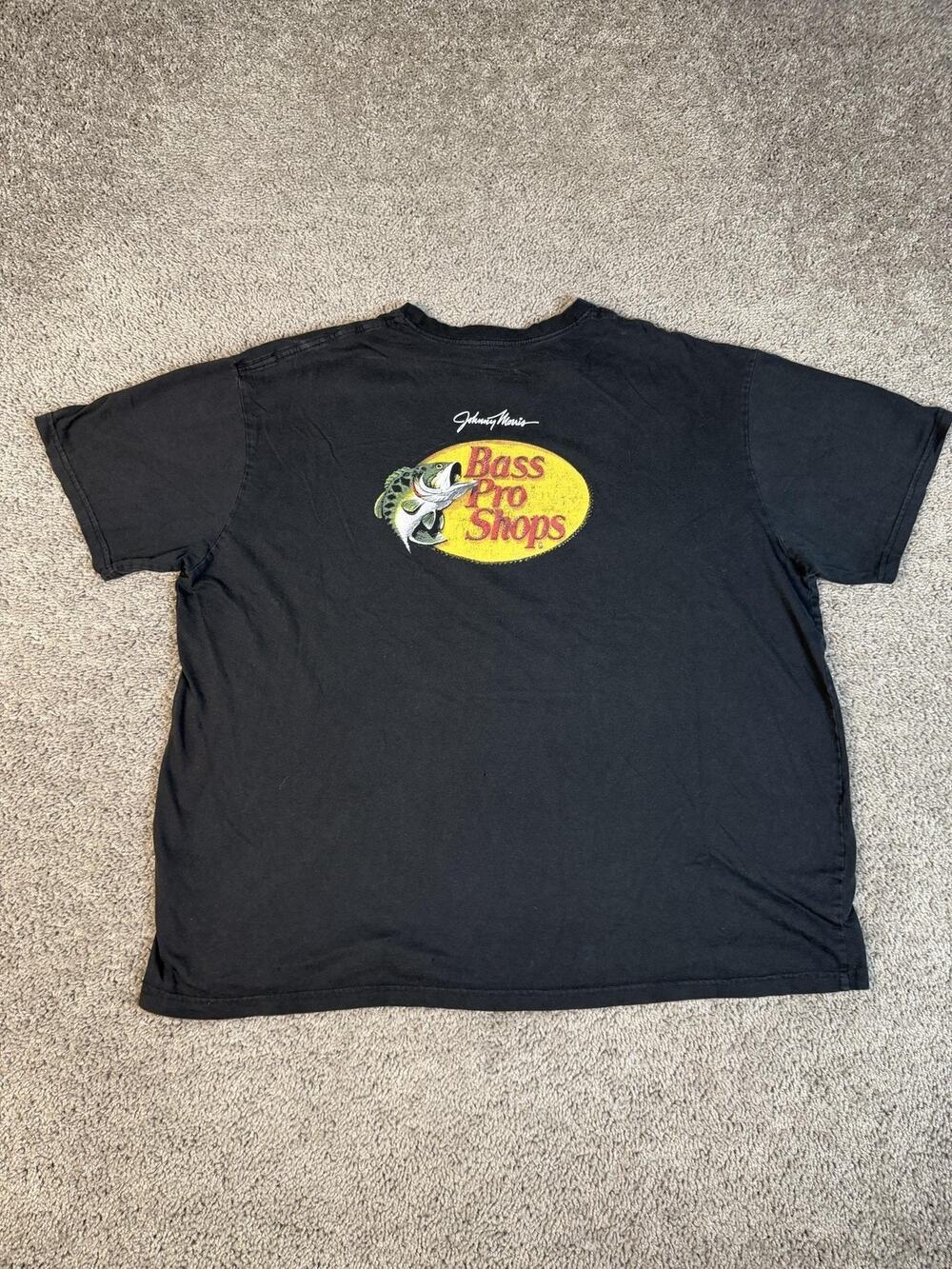 Bass Pro Shop Shirt Mens 2XL Black Fish Graphic Crew Neck Cotton Tagless